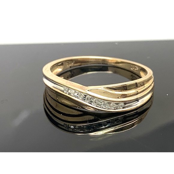 Men's Wedding Band Diamond 0.08ctw 10k Gold Two Tone Ring Size 10.75 - Picture 1 of 14